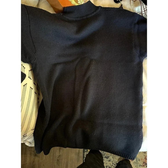 Vintage Liz Claiborne Black Merino Wool Long Sleeve Mock Neck Sweater Size M - Picture 4 of 11